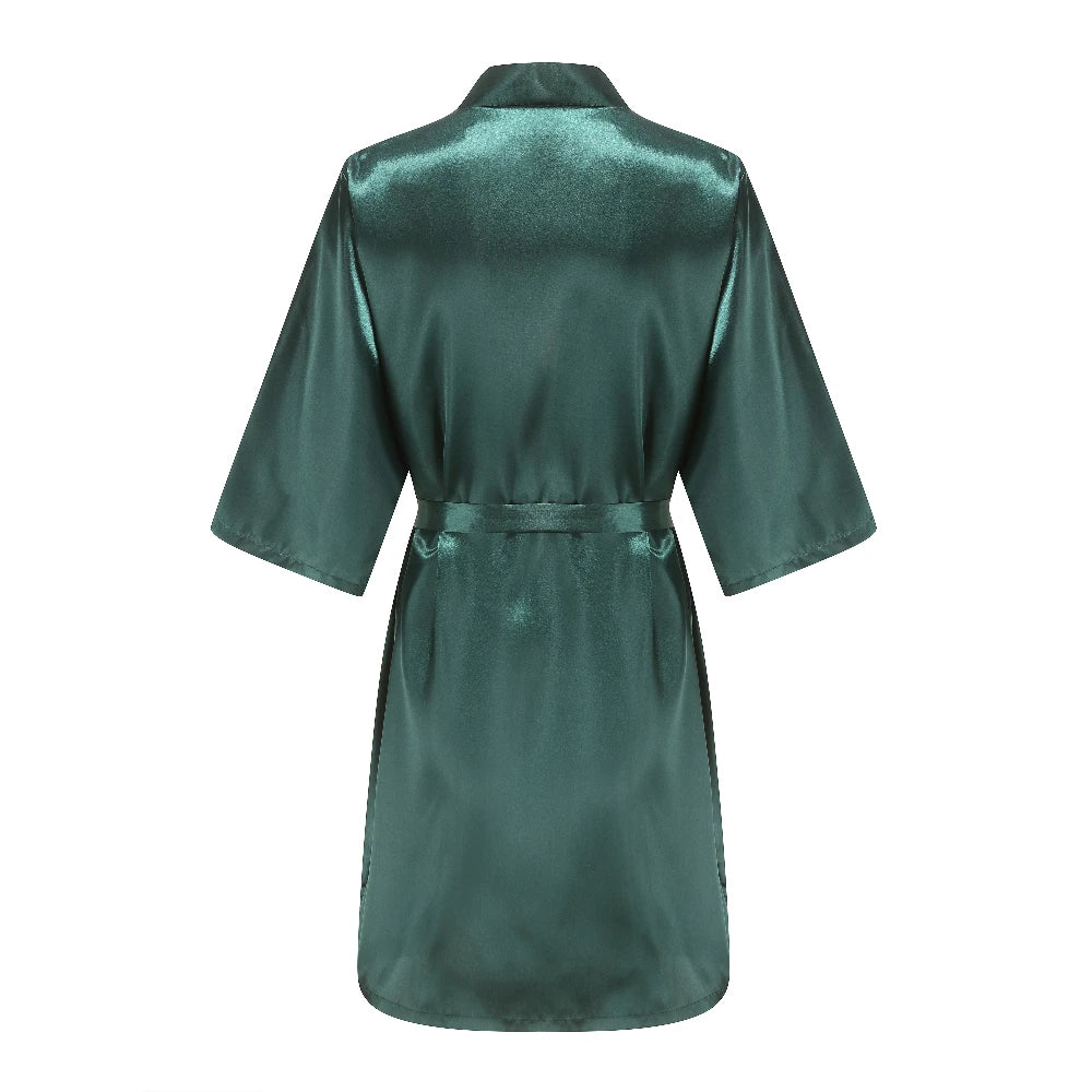 Wedding Party Team Bride Robe Kimono Satin Pajamas Bridesmaid Bathrobe With White Letters YE8171