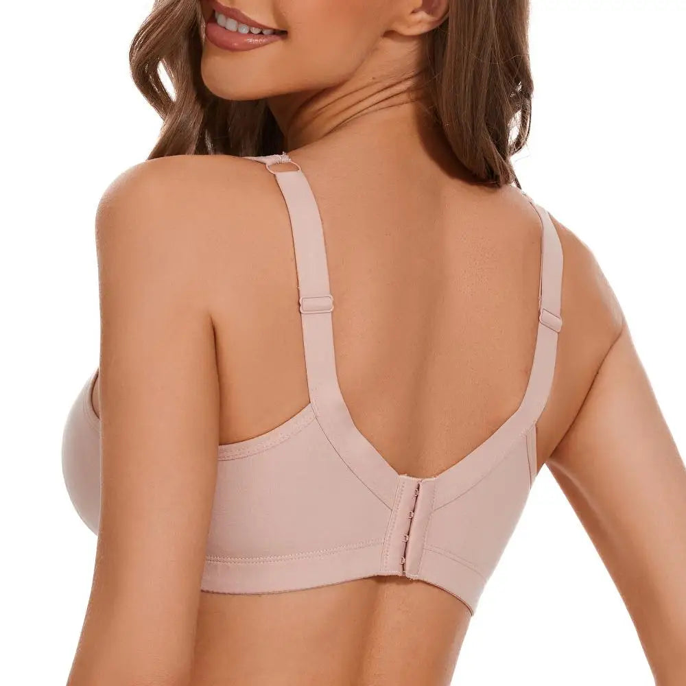 Women's Plus Size Floral Lace Cotton Bra Wire-Free Non-Foam Comfort Wide Straps Full Coverage Sleep Underwear Soft & Breathable