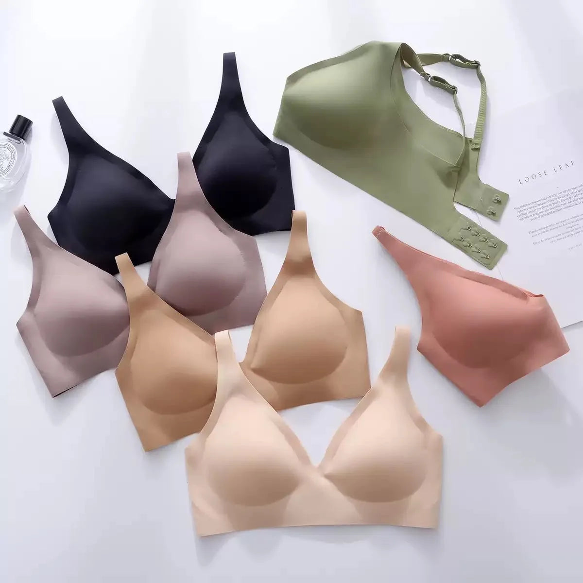 Soft Support Jelly Glue French Deep V Underwear Women's No Steel Ring Small Chest Gathered Comfortable Adjustment Seamless Bra