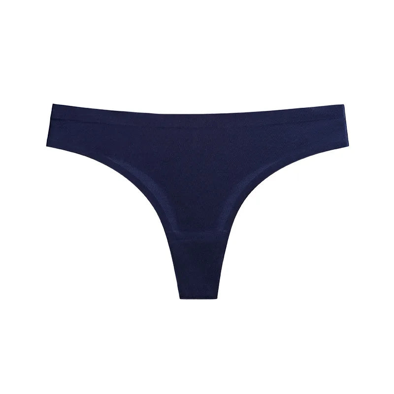 Solid Color Ice Silk Women T-pants Elastic Low-waisted Ladies Lingerie Thin Quick Drying G-string Seamless Invisible Girls thong