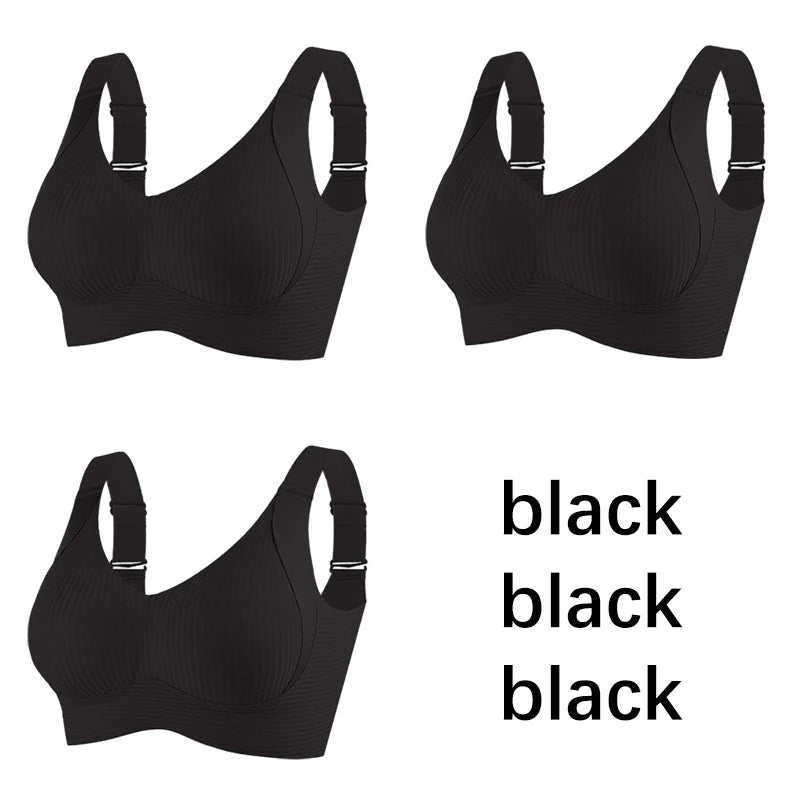 FallSweet 3PCS Seamless Wireless Push Up Bras for Woman Adjustable Comfort Bralette for Full and Petite Busts Wireless Lingerie