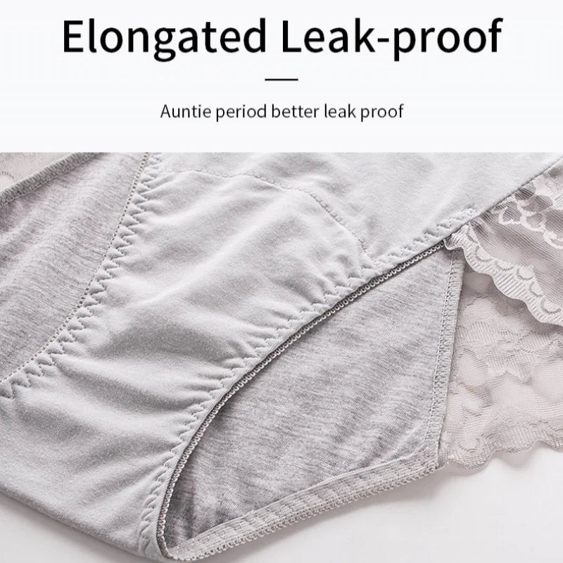 Women's Leak Proof Menstrual Panties lace Breathable SexysWaterproof Mid Waist Physiological Period Seamless Underwear