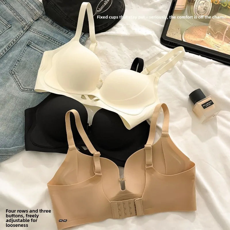 Wireless Bra for Small Chest Push Up Non Padded Seamless T-Shirt Bra Lift Gather Side Coverage Breathable Comfort Bras for Women