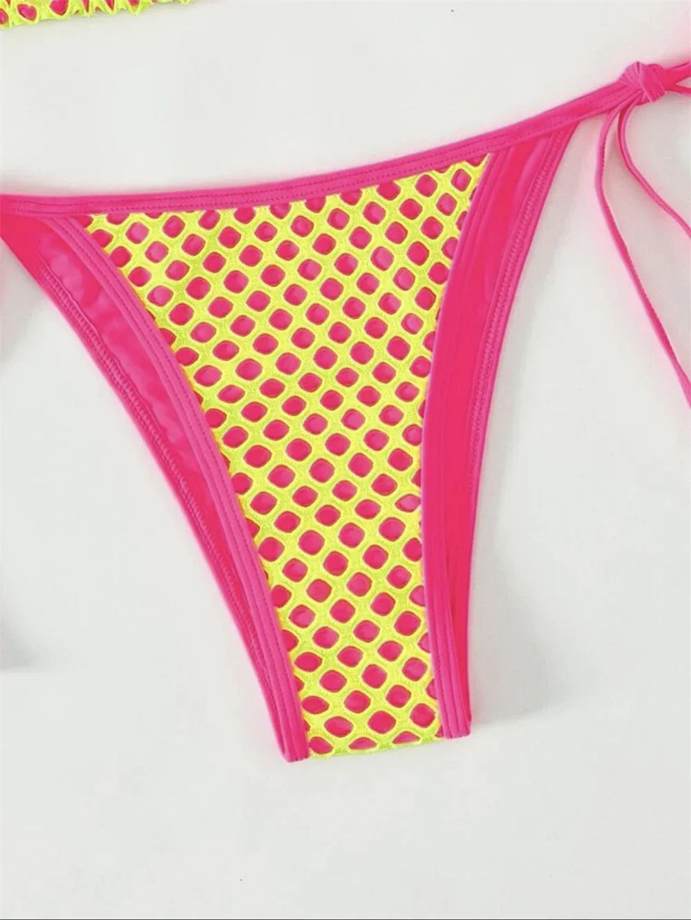 Y2K Holes String Bikini Thong Halter Backless Sexy Triangle Mesh Swimsuit Vacation Swimwear Push Up Women Beachwear Bathing Suit