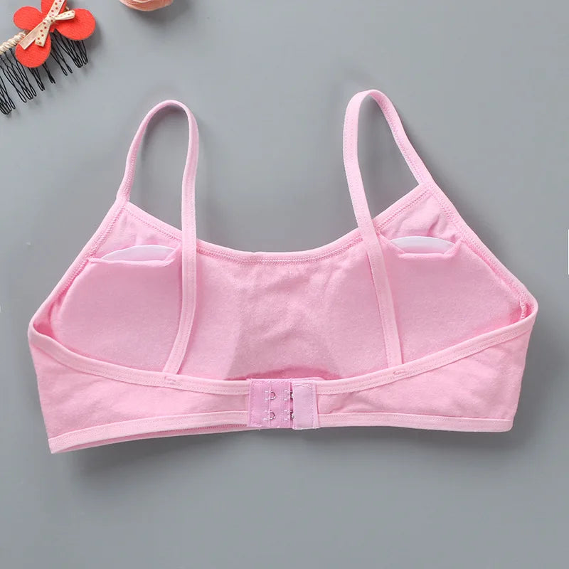 Girls Sports Bra Underwear Double Layer Thin Cotton Summer Suspender Bras with Breathable Sponge Pad No Steel Rings Training Bra
