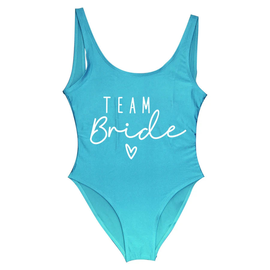 Hen Party Swimsuits One-Piece Team Bride Swimwear Bride To Be Woman Pink Swimwear Bachelorette Beatchwear Bathing Suits