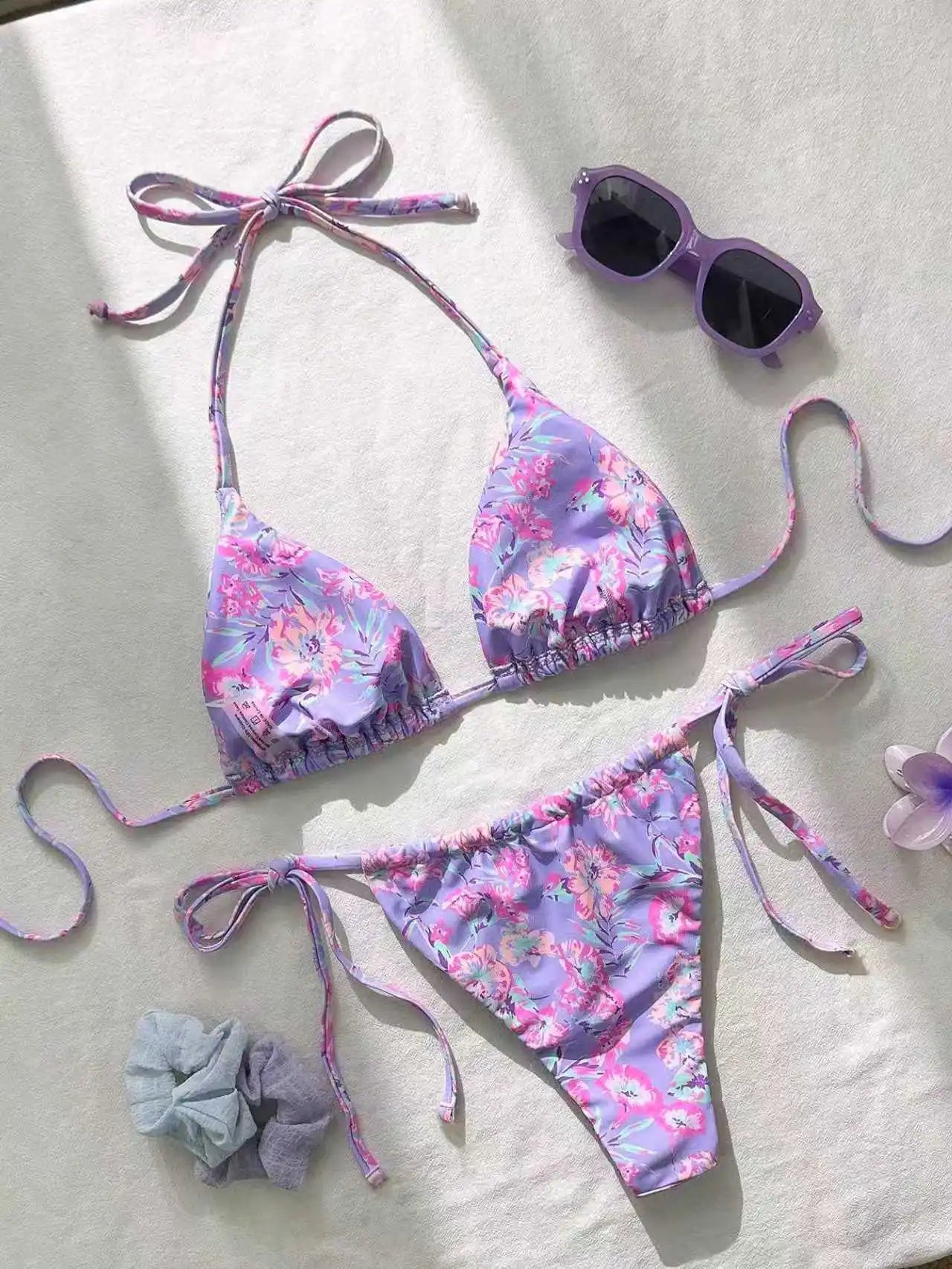 New Style Printed Fresh and Sexy Fashionable Women's Two-Piece Strappy Bikini Swimsuit