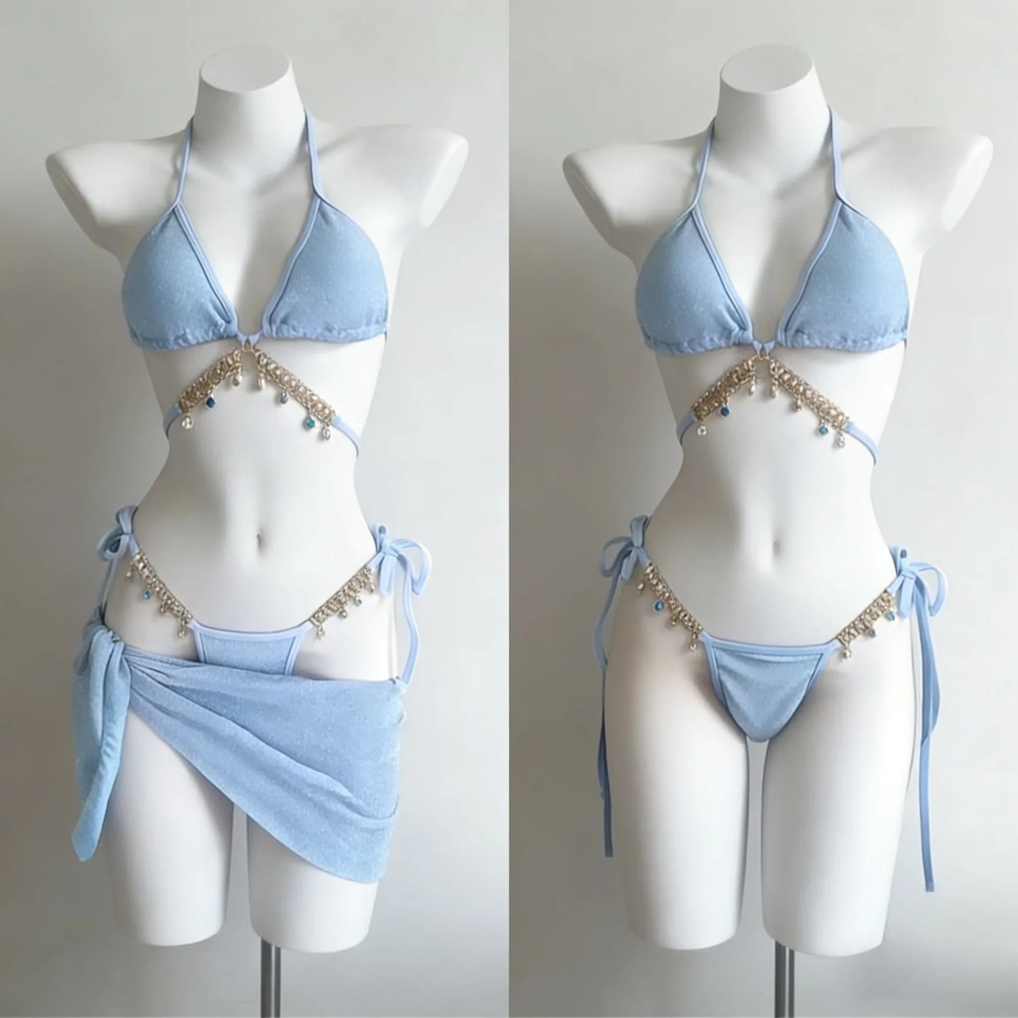 Sexy Lace Up Back Two Piece Bikini Set High Cut Leg Push Up Tops Stylish Swimwear Beach Bathing Suit for Ladies Summer Vacation
