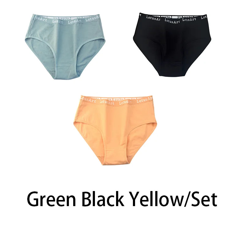 3PCS/Set Women Cotton Solid Seamless Underwear Sexy Plus Size Panties Letter Lingerie Mid Waist Comfortable Briefs NKT2123