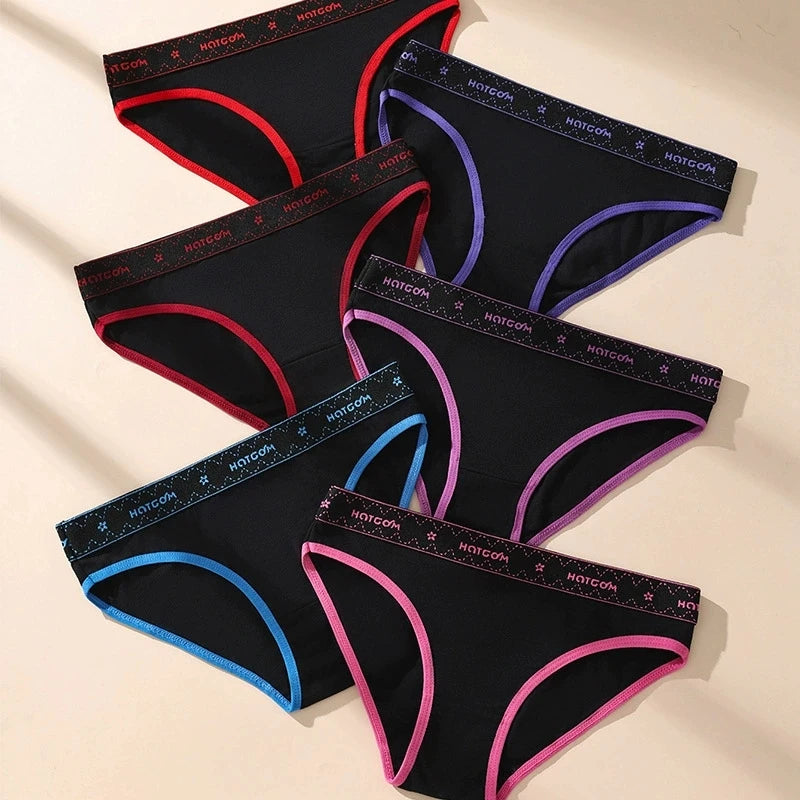 6Pcs/Set Women Cotton Panties Soft Underpants Sexy Black Underwear Girls Briefs Breathable Stretch Panty Female Lingerie XS-L