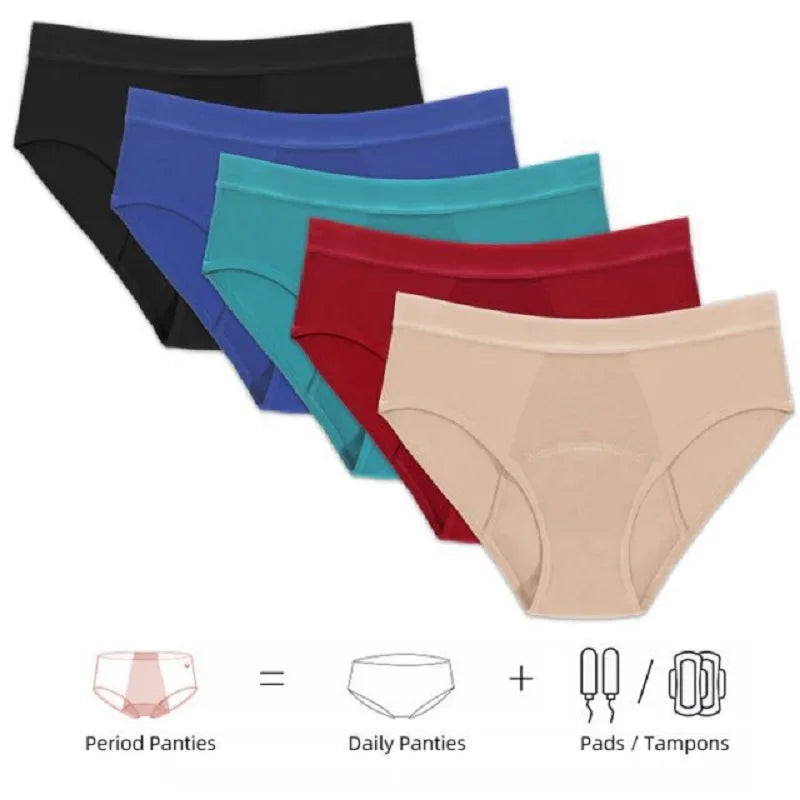 4 Layers Menstrual Panties Leak Proof Bamboo Peirod Underwear for Women Absortent Undies Incontinence Heavy Flow Period Panties