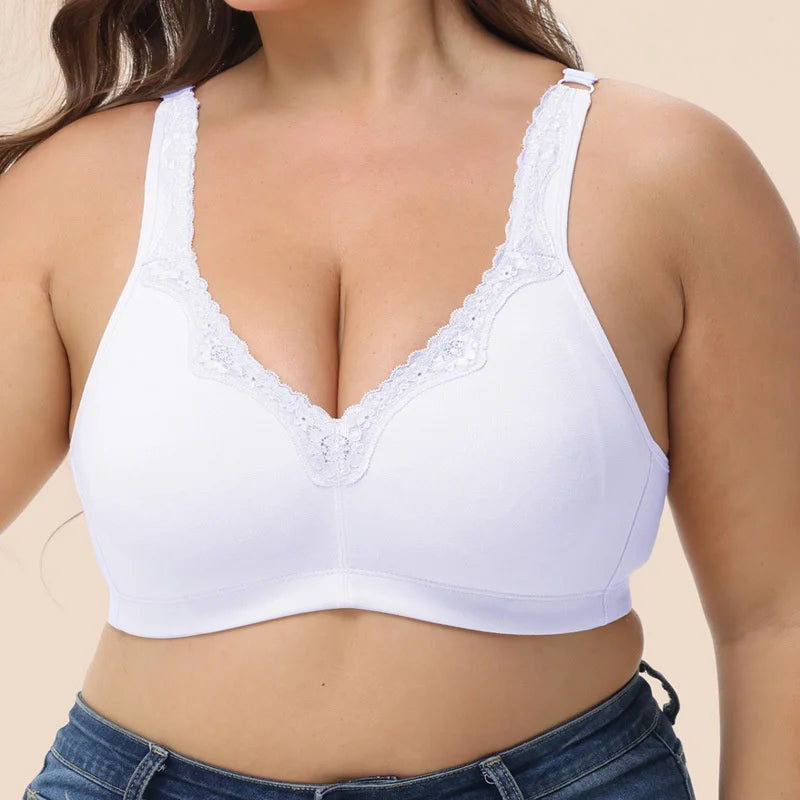 Bras for Women New Plus Size Underwear 95% Cotton Full Large Cup Comfortable Seamless Wireless Ultra-thin Brassiere 115DEF