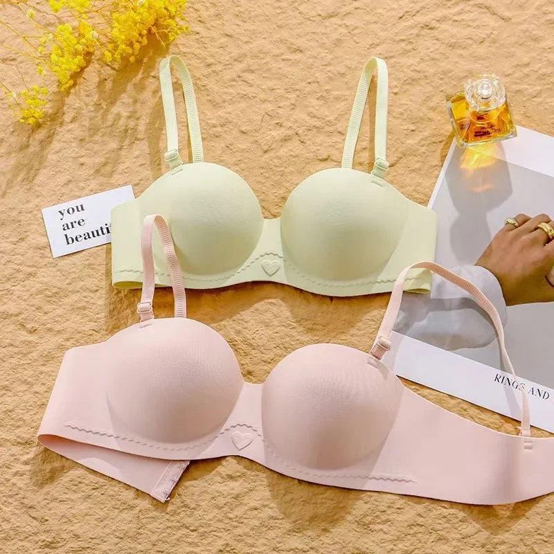 plus Size Seamless Wireless Bra Women's Sexy Plunge Padded Push-Up Smooth Large Size Bralette Comfortable Underwear for Women