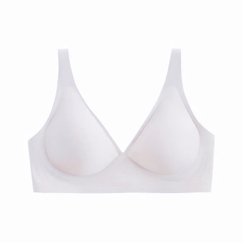 Women's Deep V Bras Wire-free Comfortable Bra Seamless Jelly Shirt T-shirt Gathering Brassiere Low-cut Seamless Underwear