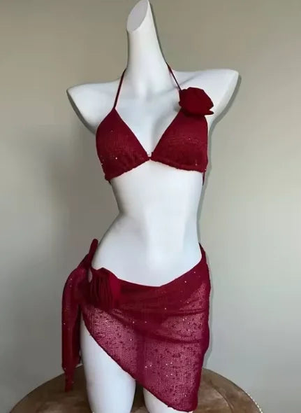 Sexy Lace Up Back Two Piece Bikini Set High Cut Leg Push Up Tops Stylish Swimwear Beach Bathing Suit for Ladies Summer Vacation