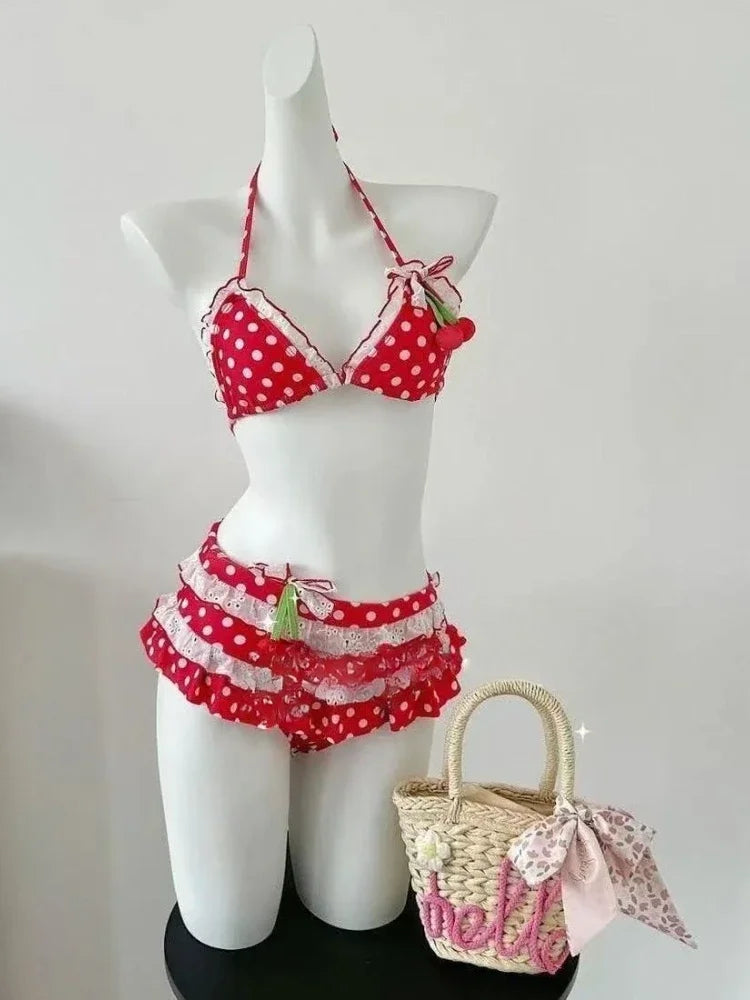 Sexy Lace Up Back Two Piece Bikini Set High Cut Leg Push Up Tops Stylish Swimwear Beach Bathing Suit for Ladies Summer Vacation