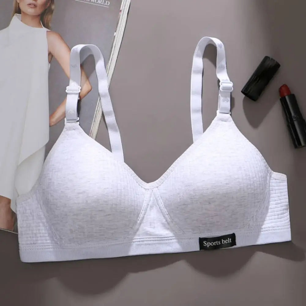 New Simple Cotton Girl Bra Underwear Student Bra Teen Thin Section Without Steel Ring Comfortable Sleep Bra Sports Vest