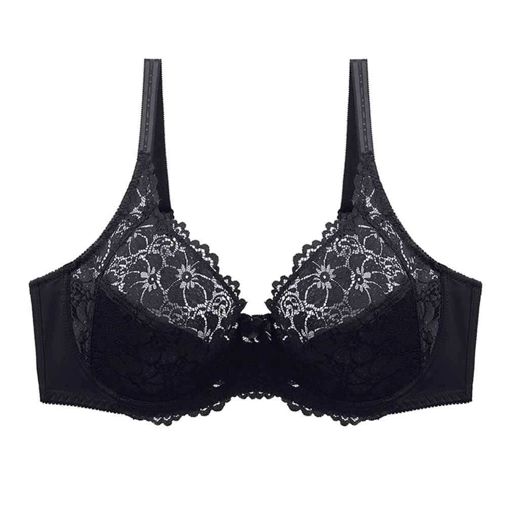 BCHRAYIUP Women's Sexy Lace Underwire Bra Thin Padded Support Plunge Push up Everyday Bra 36 38 40 42 44 46 C D E F