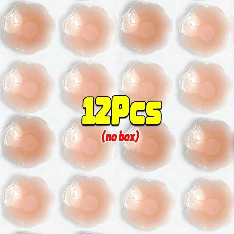 Reusable Women Breast Petals Push Nipple Cover Invisible Petal Adhesive Strapless Backless Stick on Bra Silicone Breast Stickers
