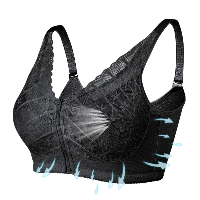 LERVANLA 2566 Strong Breathability Mastectomy Bra Women with Pocket Breast Form Pads Included Adjustable Cotton Comfort Large