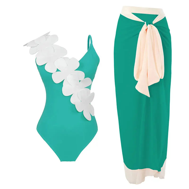 2023 Sexy Fashion One Piece Swimsuit Solid 3D Flower Summer Women Swimwear Beachwear Summer Luxury Monokini Bathing Suit