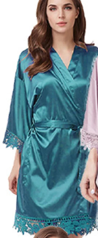 Personalised Bridesmaid Robes Wedding Dressing Gown Bridal Party Satin Lace Bride Gift Bride Robe Bridesmaid Gift