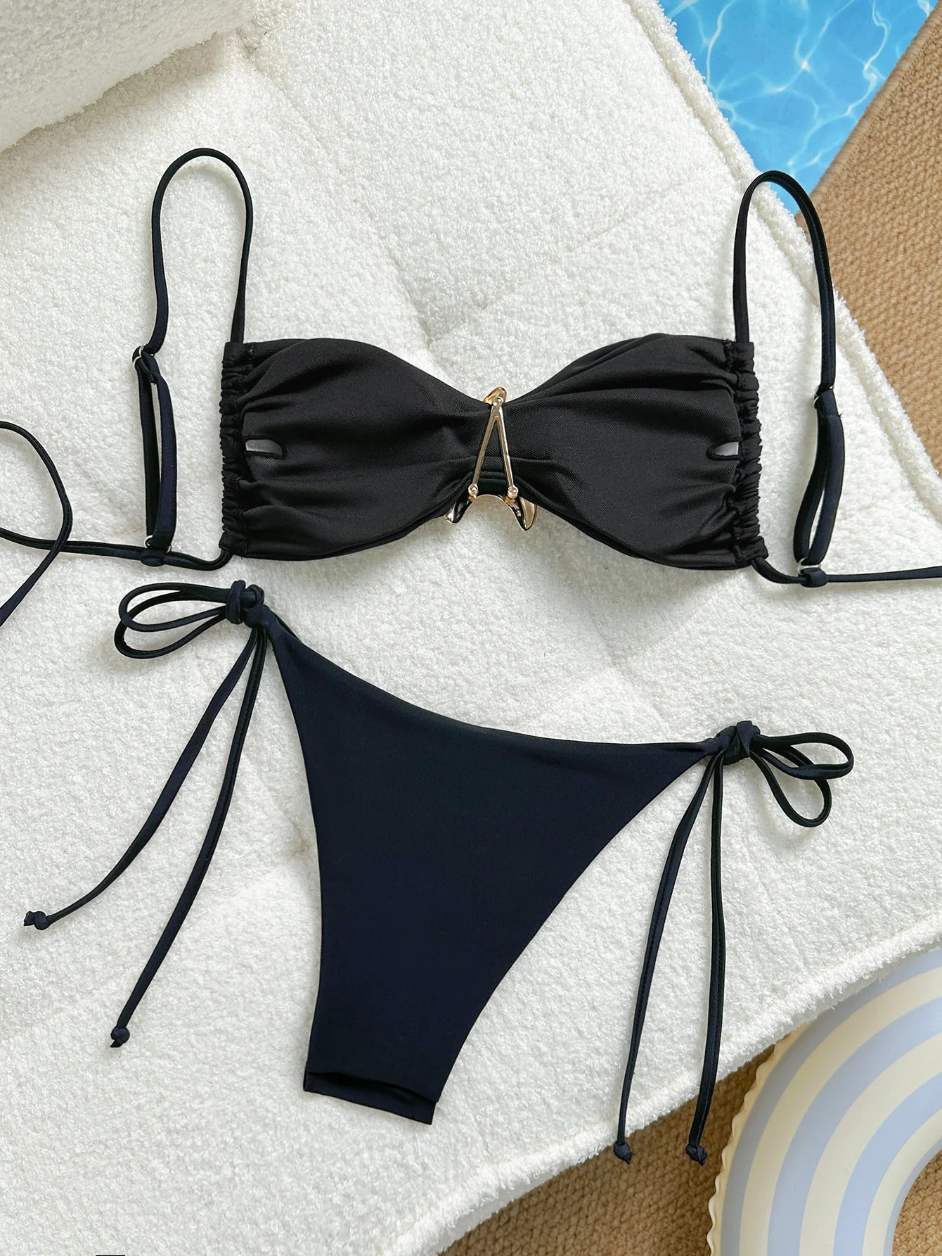 Women's Bikini Set Metal Starfish Swimsuit Tie Side 2 Pieces String Bathing Suit