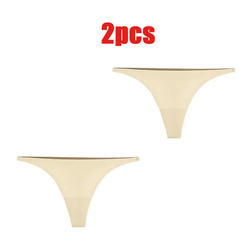 1-6pcs Seamless Panties Ice Silk Seamless Panties For Women Soft Thin Thongs Woman Satin Underwear Female Bikini String Panties