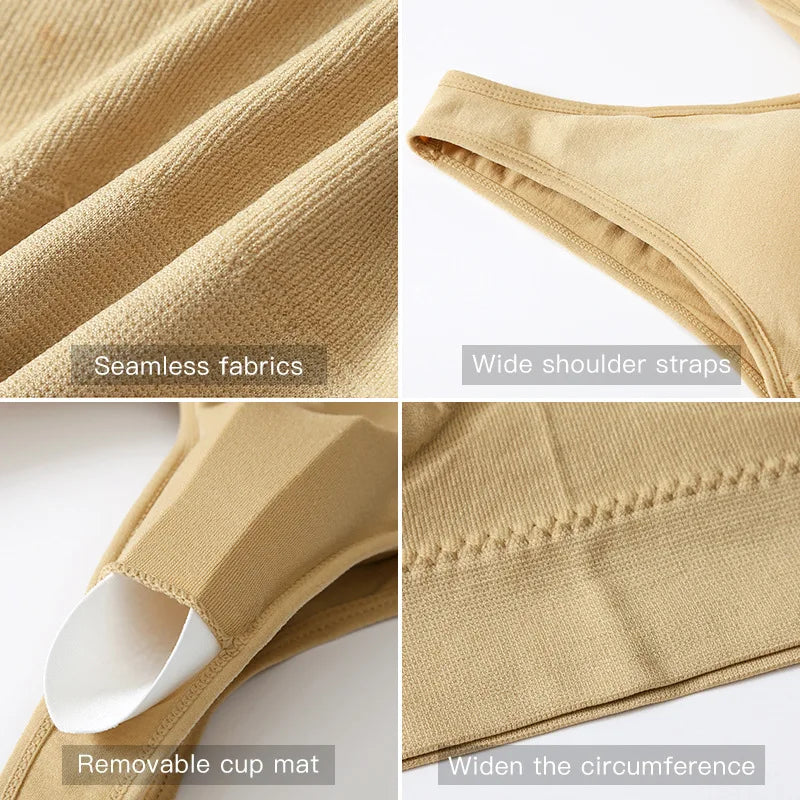 S-7XL Sports Yoga Shockproof Women's Bra Removable Breast Pad Bralette Sexy Elastic Beautiful Back Tops Comfort Cotton Sleep Bra