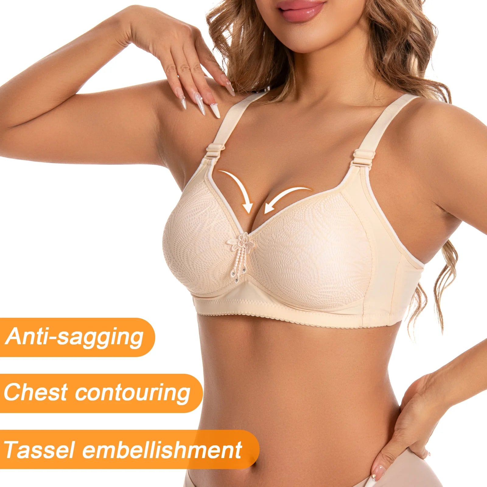 6 Pieces / Color Women' Sexy Lace No Wire Bras Plus Size Adjustable Shoulders Strap T-Shirt Bra For Cup A B C D