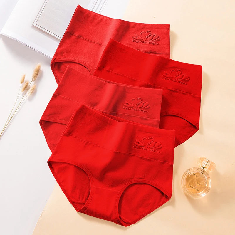 4PCS High Waist Women's Panties Body Shaper Underwear Breathable Cotton Underpants Plus Size M-5XL Panty Slimming Female Briefs