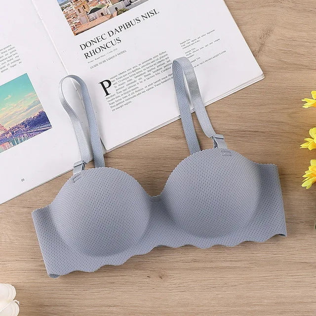 Thin One-piece Seamless Women's Bra Detachable Shoulder Straps Gathered Bralette Comfortable Without Steel Ring Sleep Brassiere