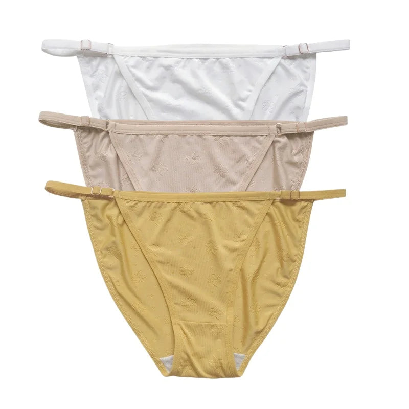 3Pcs/Set Ice Silk Panties Women Low Rise Briefs Brazilian Panties Solid Color Underwear Female Underpants Sexy Lingerie S-XL