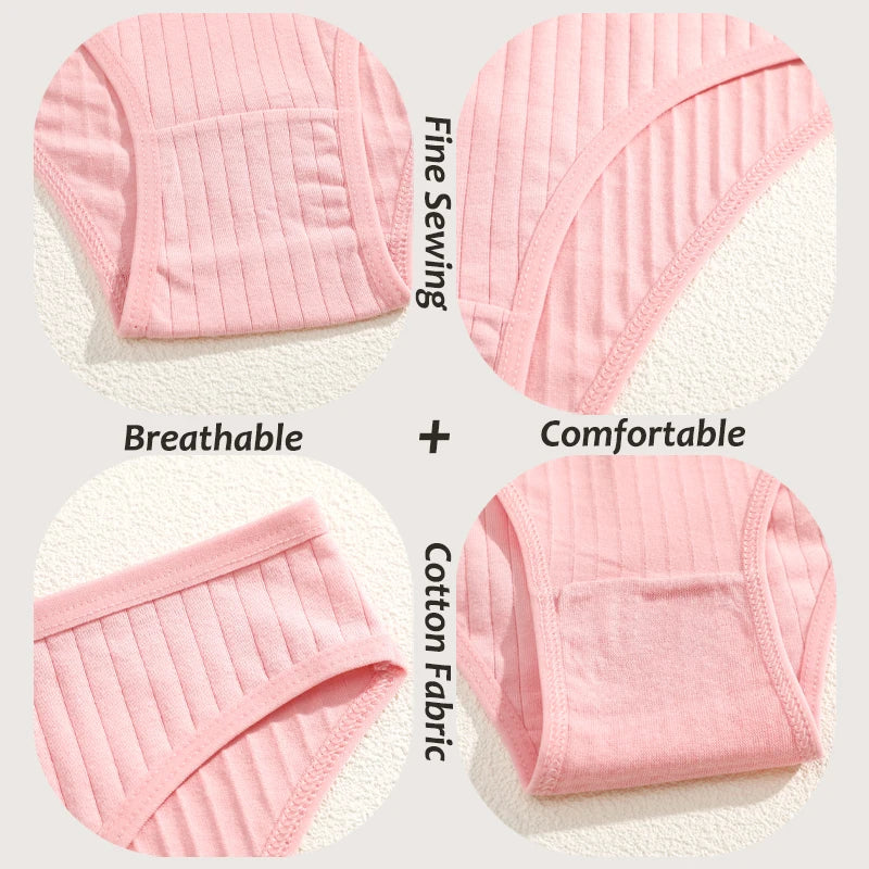 7PCS Women's Seamless Cotton Panties Ladies Low Rise Stripe Underwear Elastic Comfortable Cotton Briefs Breathable Sexy Lingerie