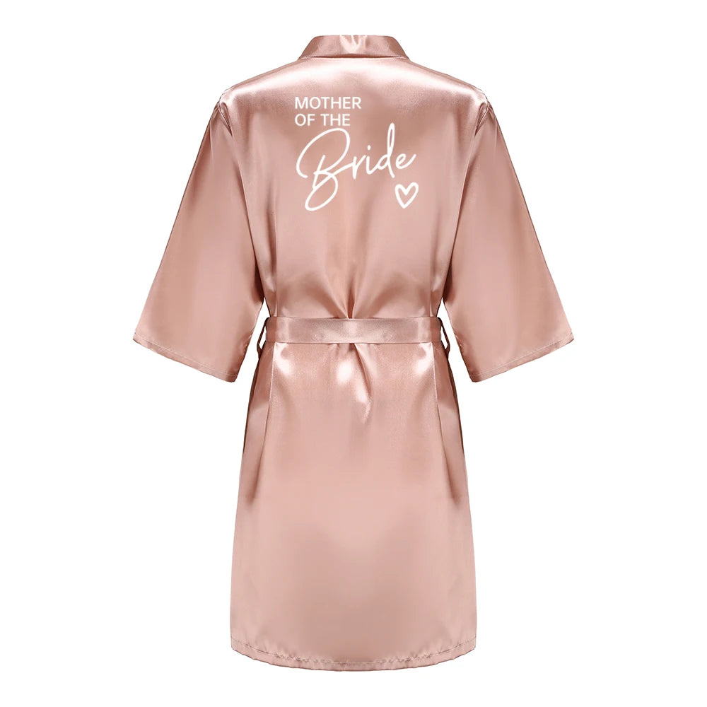 Wedding Party Team Bride Robe Kimono Satin Pajamas Bridesmaid Bathrobe With White Letters YE8171