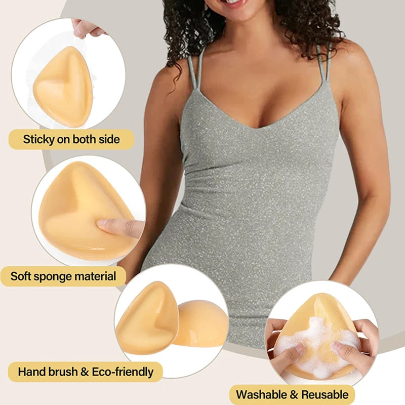 Double-Sided Sticky Bra Pads Women Summer Ultra Instant Push Up Bra Pads Reusable Padded Inserts Strapless Lift For Swimsuit