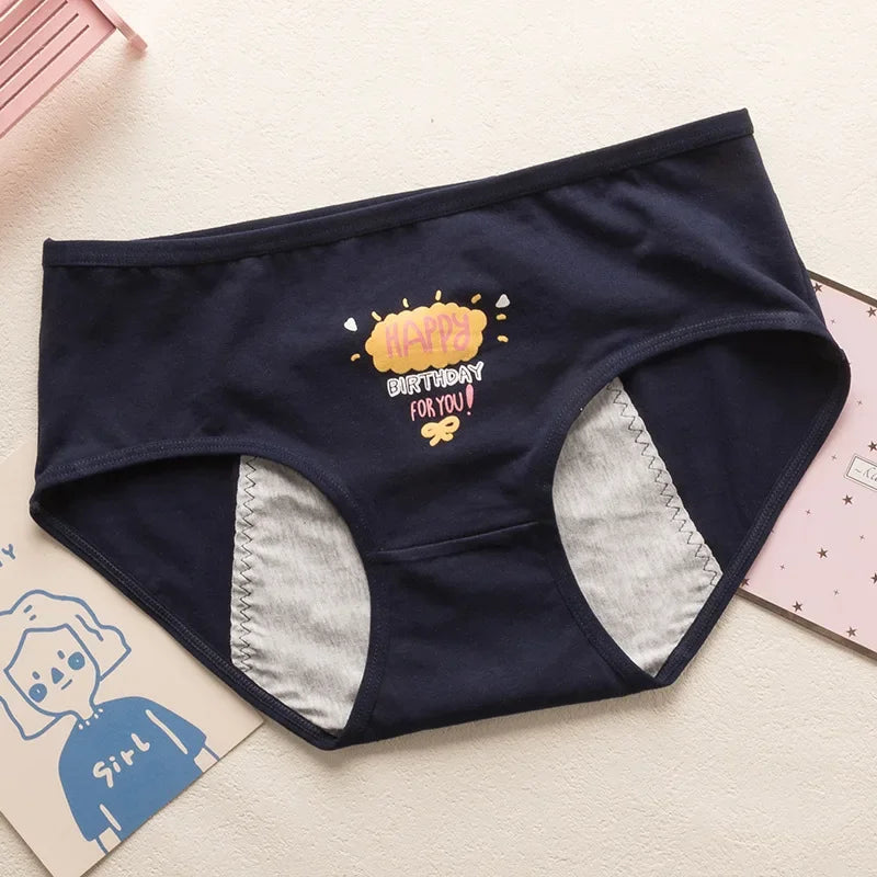 Cute Cartoon Menstrual Girls Period Underwear Leak Proof Panties Menstrual Panties for Teenager Leakproof Physiological Panties