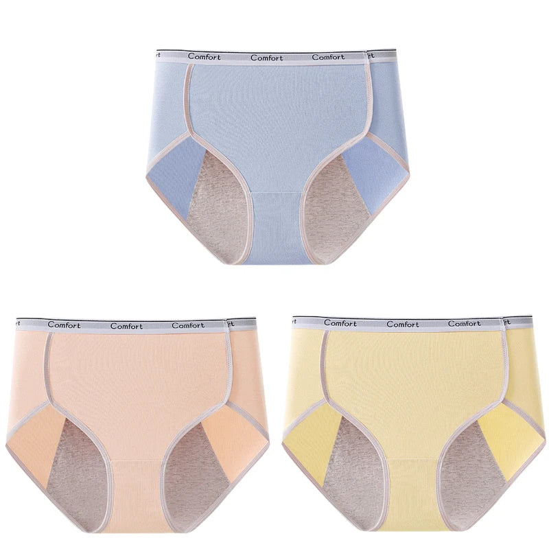 3pcs Cotton Menstruation Panties Women Menstrual Panties Plus Size High Waist Period Underwear Lady Leak Proof Menstruales Brife
