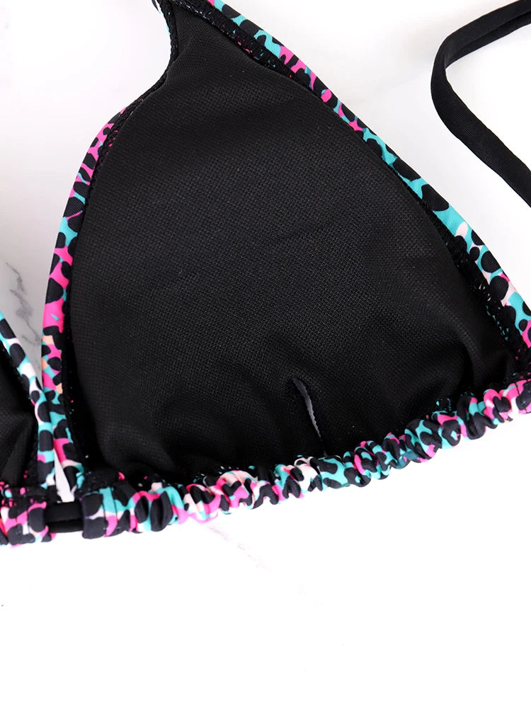 Two-Piece Women's Split Bikini Set Summer Strappy And Lace-Up Colorful Polka Dot Printed Lady's Bikini Beach Vacation Swimsuit