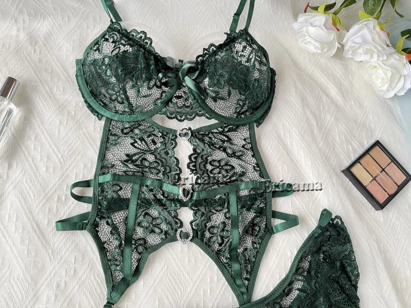 Erotic Sexy Lace Bra And Panty Underwear Set For Woman Transparent Lace Bra Exotic Lingerie Sets Porn Sensual Luxury Lingerie