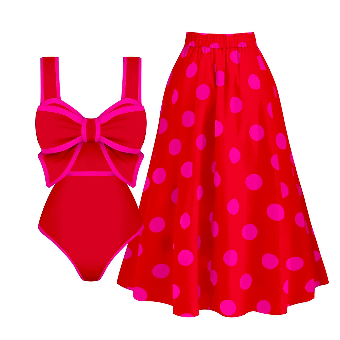 2025 New Bow Tie One Piece Swimsuit For Women Swimwear with Skirt Bathing Suit Monokini Beach Bodysuit Beach Wear