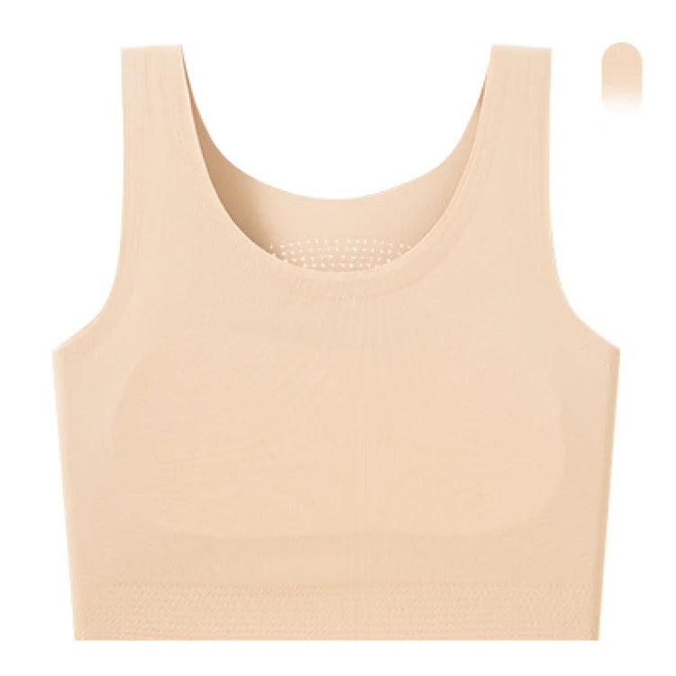 Women's Large Breasts Underwear Wide Shoulder Invisible Corset Antibump Thin Underwear Full Cup Vest Traceless Bra with Bra Pads