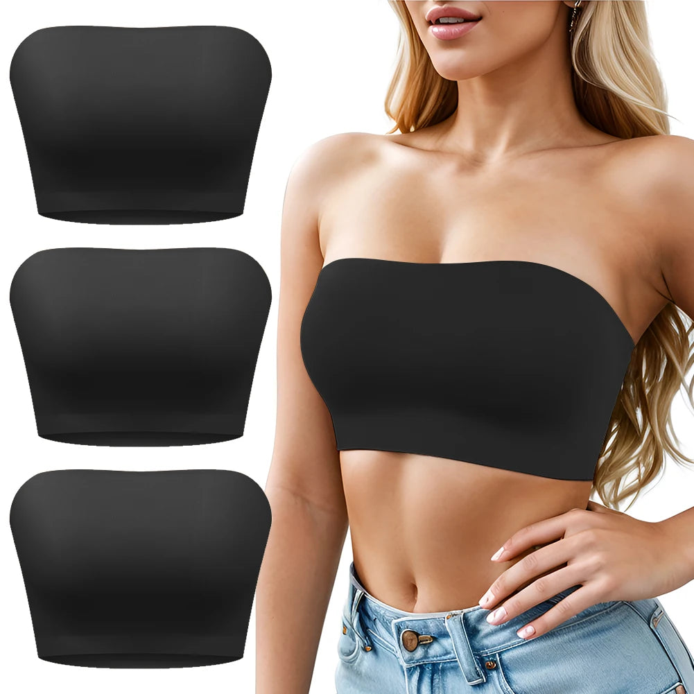 Sexy Seamless Strapless Tube Top Bra Women's Half Cup Ultra Thin Silicone Non-slip Underwear Off-the-shoulder Dress Lingerie