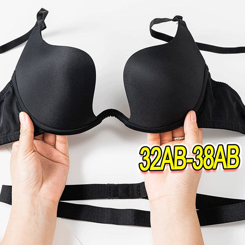 Women Push Up Bra Backless Bras Low Cut Sexy Plunge Brassiere Open Back Wedding Underwear Invisible Bra Seamless Deep U Lingerie