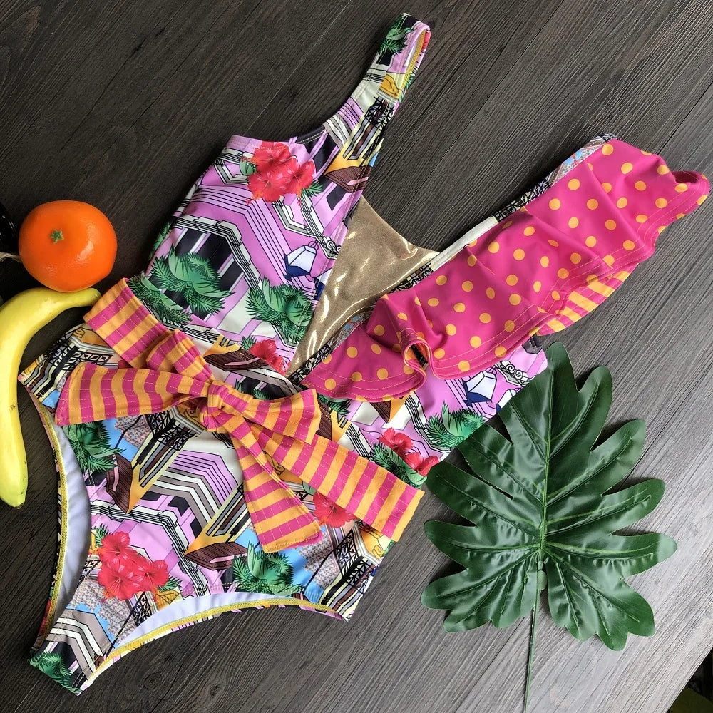 RUOTONGSEPT 2023 Women Swimsuit Strappy Bandege Swimwear Backless Sexy One Piece Ruffled Bikini Bathing Suit Beachwear Monokini