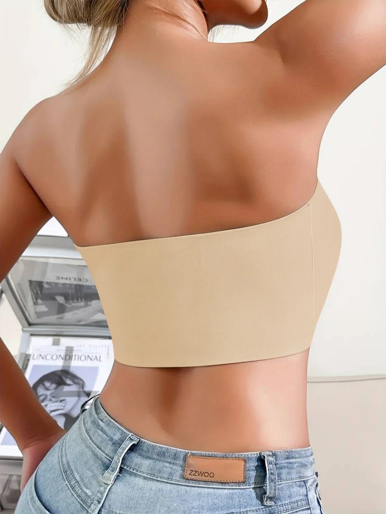 Women's Strapless No Padding Seamless Front Button Bra Comfortable Smooth Underwear