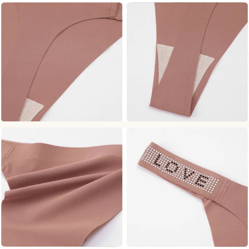 7Pcs/Set Printed Leopard Crystal Letter Thongs For Women Fashion Low Waist Soft Breathable Underpants Female Traceless G-string