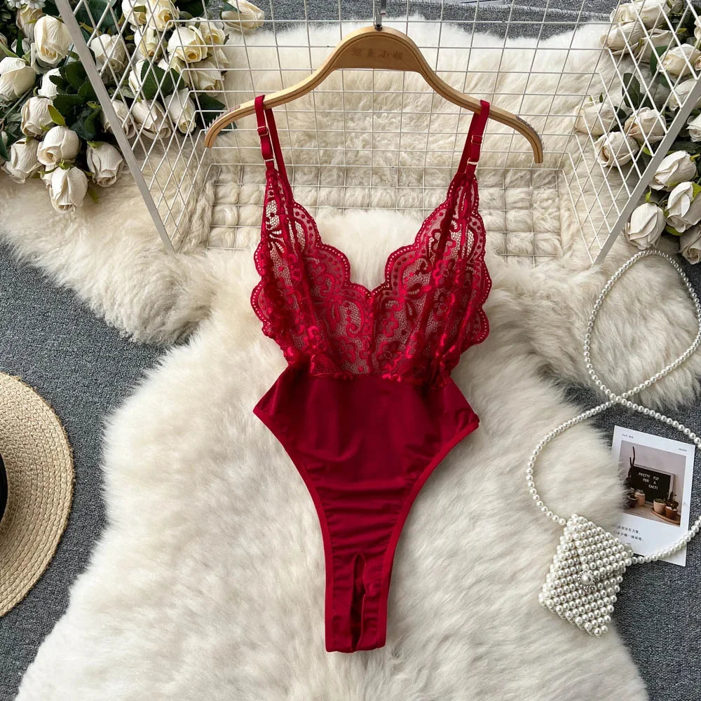 Women Strap Hollow Out Backless French Style Striped Erotic Playsuits Cosplay Slim Fit Underwear Black Lingerie Sexy Bodysuits