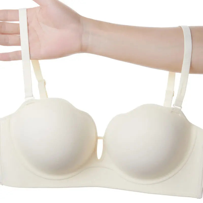 10cm Push Up Strapless Bra Extreme Lift for Small Bust Anti-Slip Silicone Grip Seamless Invisible Design Adhesive Free Plunge