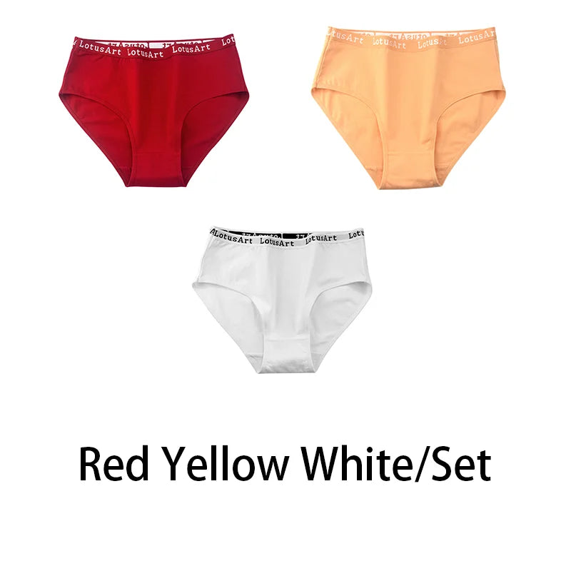 3PCS/Set Women Cotton Solid Seamless Underwear Sexy Plus Size Panties Letter Lingerie Mid Waist Comfortable Briefs NKT2123